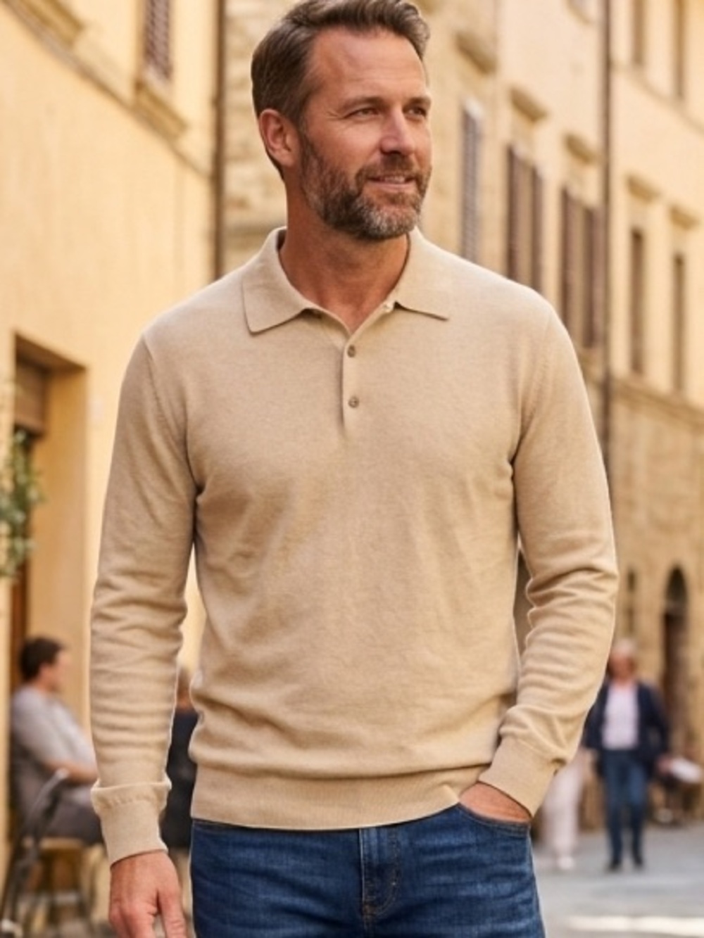 NWT Goodfellow & co Polo Mens Long Sleeve Tan Sweater Size XL